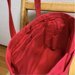 “混合手提袋”中號“紅色”帆布手提袋倉敷帆布8號[定做] 第6張的照片