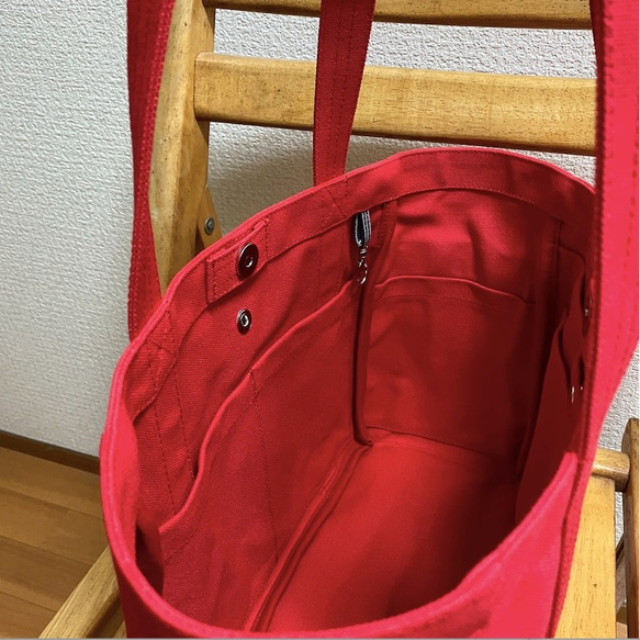 “混合手提袋”中號“紅色”帆布手提袋倉敷帆布8號[定做] 第7張的照片