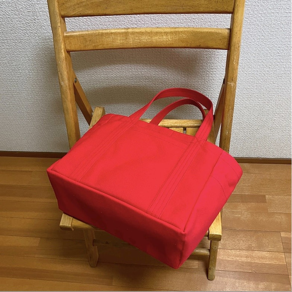 “混合手提袋”中號“紅色”帆布手提袋倉敷帆布8號[定做] 第8張的照片