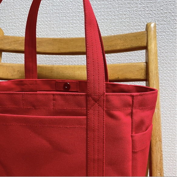 “混合手提袋”中號“紅色”帆布手提袋倉敷帆布8號[定做] 第9張的照片