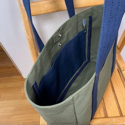 “Light box tote”通勤尺寸“olive x navy (dark blue)”/帆布托特包/倉敷帆布No.8 [M 第6張的照片