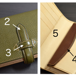 【お好きな色で製作】イタリアンレザー　ベルト留め二つ折り財布（縦型） 4枚目の画像