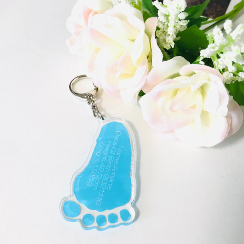 ブルー＊手形足形キーホルダー＊出産祝いや記念に作りたいNo.1 その他