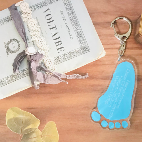 ブルー＊手形足形キーホルダー＊出産祝いや記念に作りたいNo.1 その他