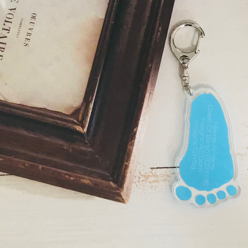 ブルー＊手形足形キーホルダー＊出産祝いや記念に作りたいNo.1 その他