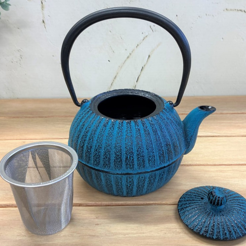 再販】急須 柚子菊 水色 0.5L 南部鉄器 ポット・急須 水沢鋳物