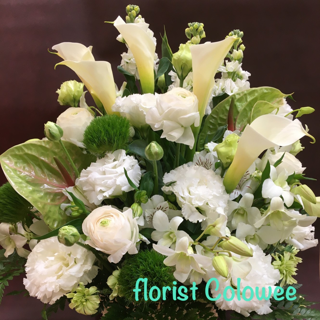 "ホワイト×グリーンの爽やかアレンジメント"　生花　フラワーアレンジメント