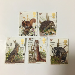 イギリス  小動物の切手5種 使用済 1枚目の画像