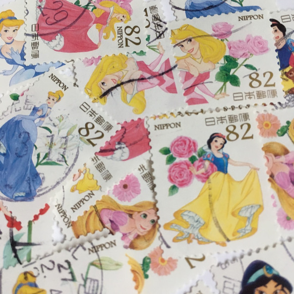 使用済切手 グリーティング・ディズニープリンセス20枚 その他素材
