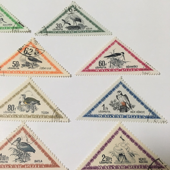 ハンガリー  鳥のデザインの航空郵便用切手11枚セット 使用済 3枚目の画像