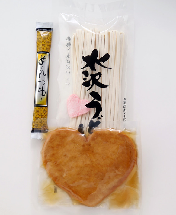 【本州のみ送料無料】ハートのお揚げとピンクのうどんが可愛いきつねうどん「LOVEきつね」１人前×5箱セット 3枚目の画像