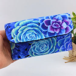 完売【再販】ミニ財布☆花柄&デニム（ブルー　USAコットン） 8枚目の画像