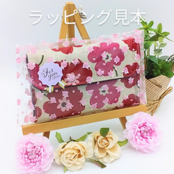 完売【再販】ミニ財布☆花柄&デニム（ブルー　USAコットン） 10枚目の画像