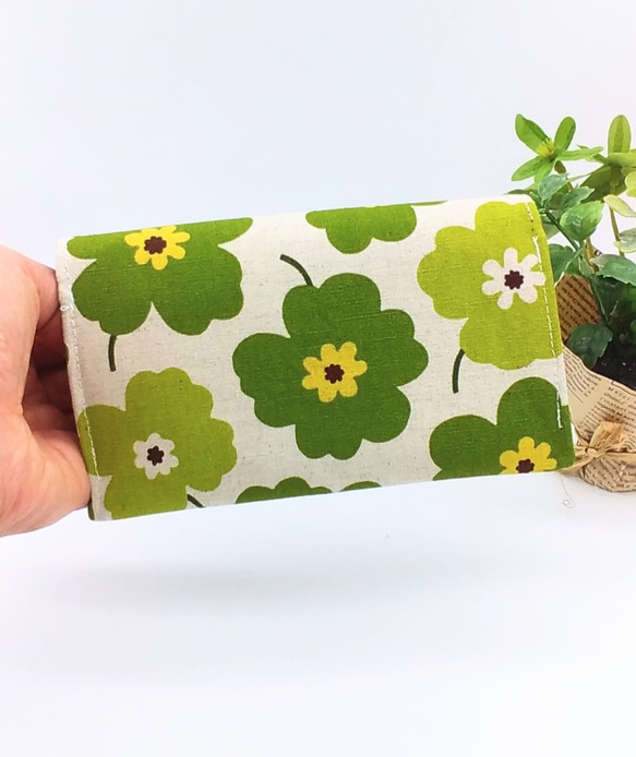 【再販2】全7カラー※ミニ財布⭐︎北欧風の花柄&デニム（グリーン） 9枚目の画像