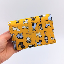 全3カラー☆コンパクト財布❇猫と小花柄&デニム（イエロー） 8枚目の画像