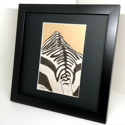 作品№108 シマウマ（実筆原画作品 フレーム付） イラスト TAD Ōyama