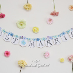 ♥限定色♥ブルー系ウェディングガーランド＊JUSTMARRIED＊ 2枚目の画像