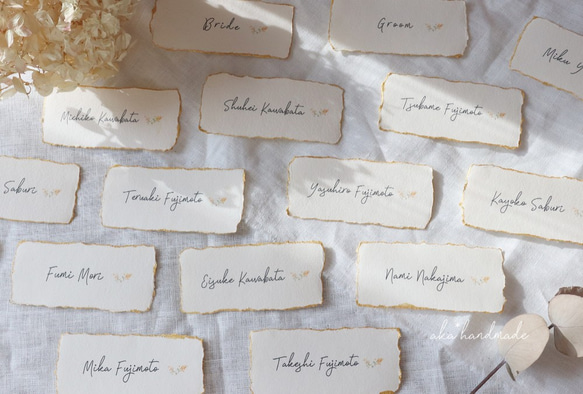 ハンドメイドペーパー＊席札　ウェディング　結婚式 7枚目の画像
