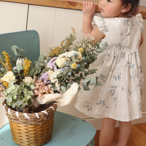 ハンドメイド ベビー服 キッズ服 花柄 フリル ギャザー ワンピース  