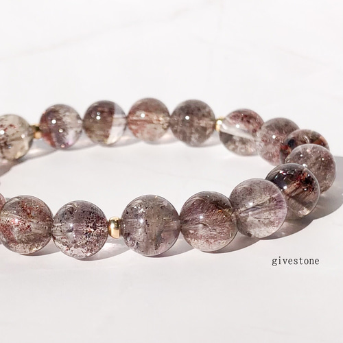 スーパーセブン、スモーキークォーツのブレスレット 高品質]スモーキースーパーセブンブレスレット/レピドクロサイト