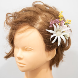 【ショートヘアやベリーショートの花嫁様に】アーティフィシャルフラワー（ミモザ）のヘッドパーツC 2枚目の画像