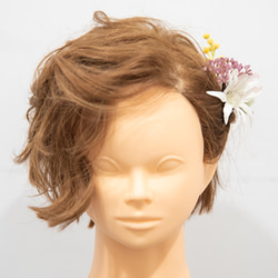 【ショートヘアやベリーショートの花嫁様に】アーティフィシャルフラワー（ミモザ）のヘッドパーツC 4枚目の画像