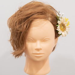 【ショートヘアーやベリーショートの花嫁様に】向日葵のヘッドパーツD  夏の結婚式や二次会・フォトウェディングの髪飾りに＊ 4枚目の画像