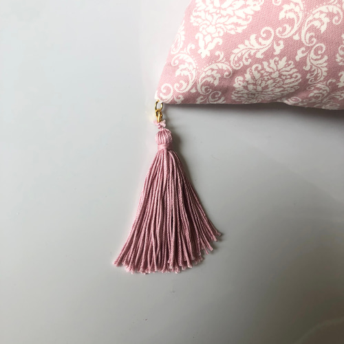 ハンドメイド 北欧調 タッセル付きクッションカバー ダマスク柄