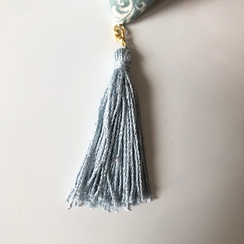 ハンドメイド 北欧調 タッセル付きクッションカバー ダマスク柄