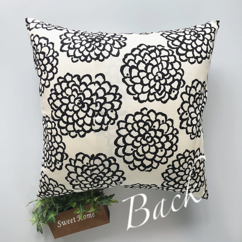送料無料 2枚セット クッションカバー 北欧調 ダリア柄 モノトーン