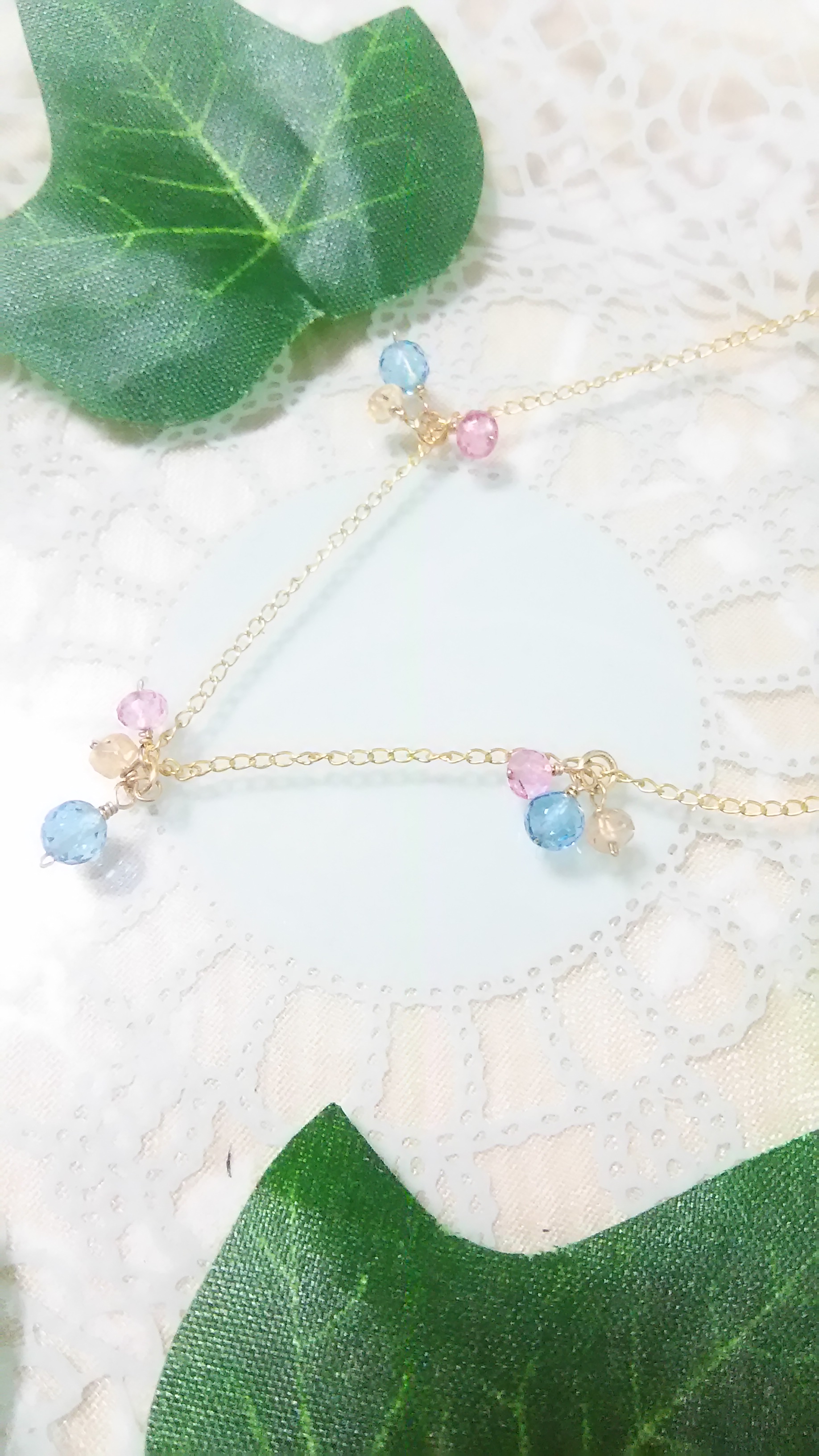 【K14GF】3色トパーズのネックレス(No.356)