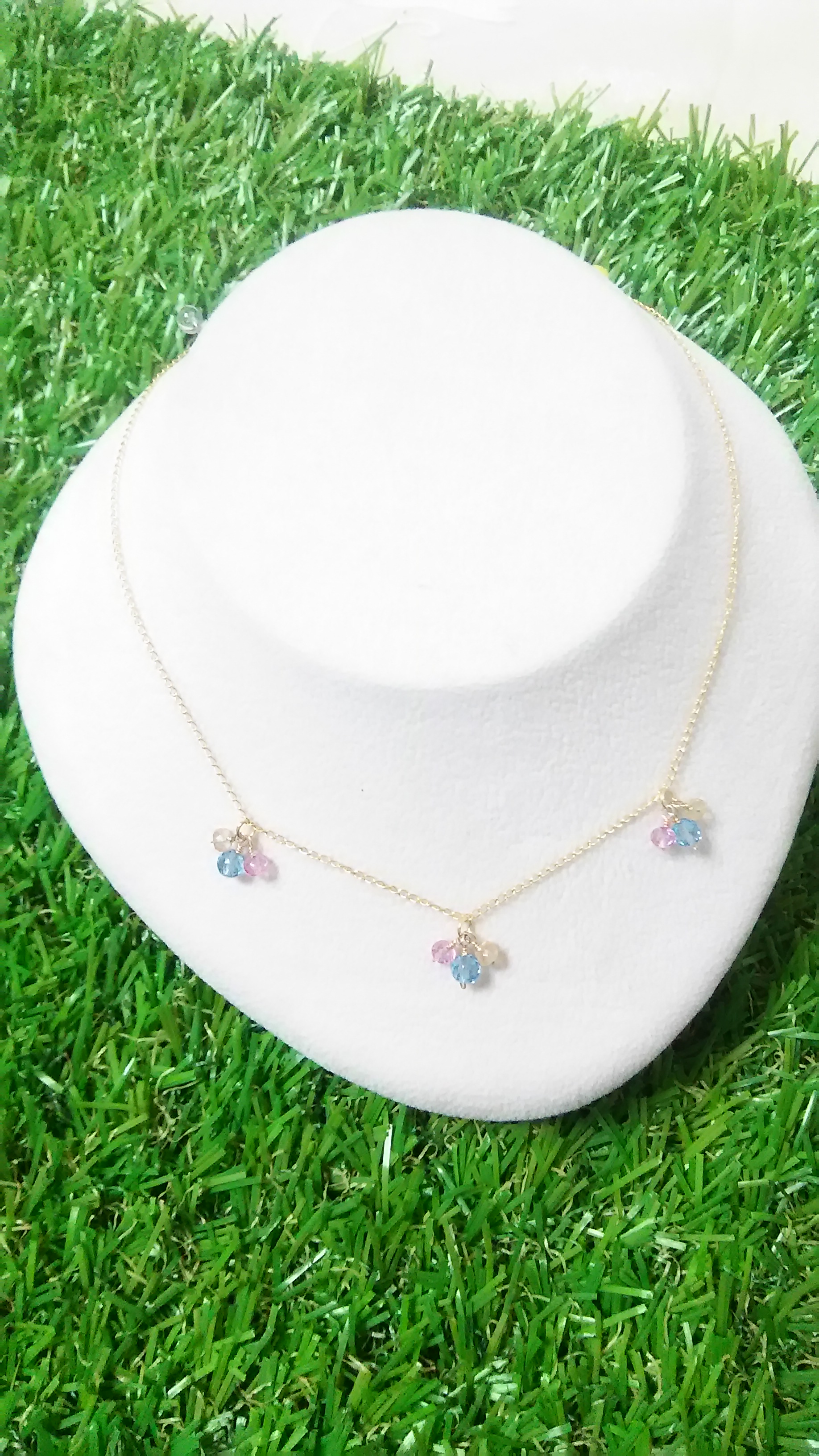 【K14GF】3色トパーズのネックレス(No.356)