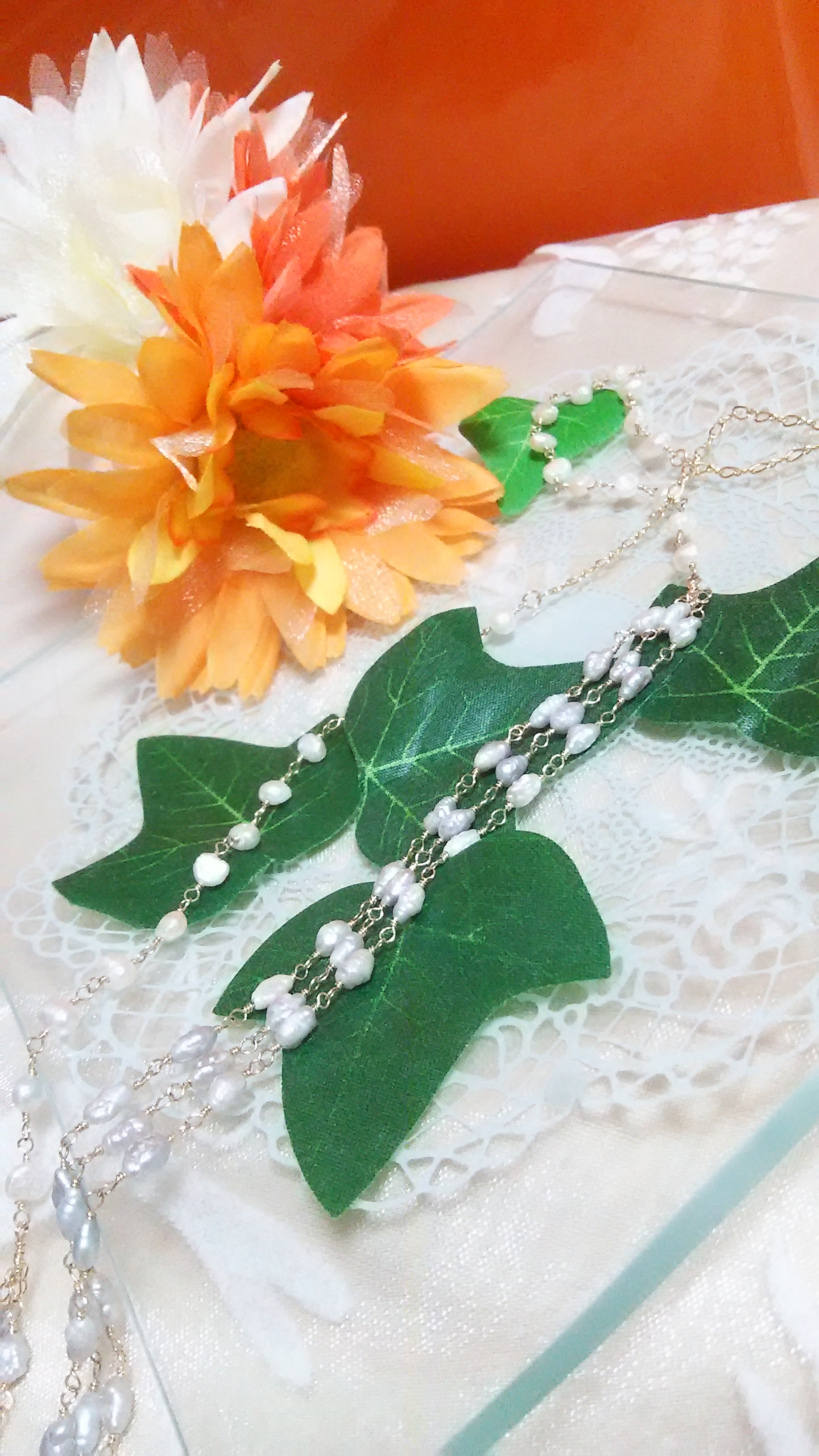 【K14GF】ライス淡水パールネックレス(No.392)