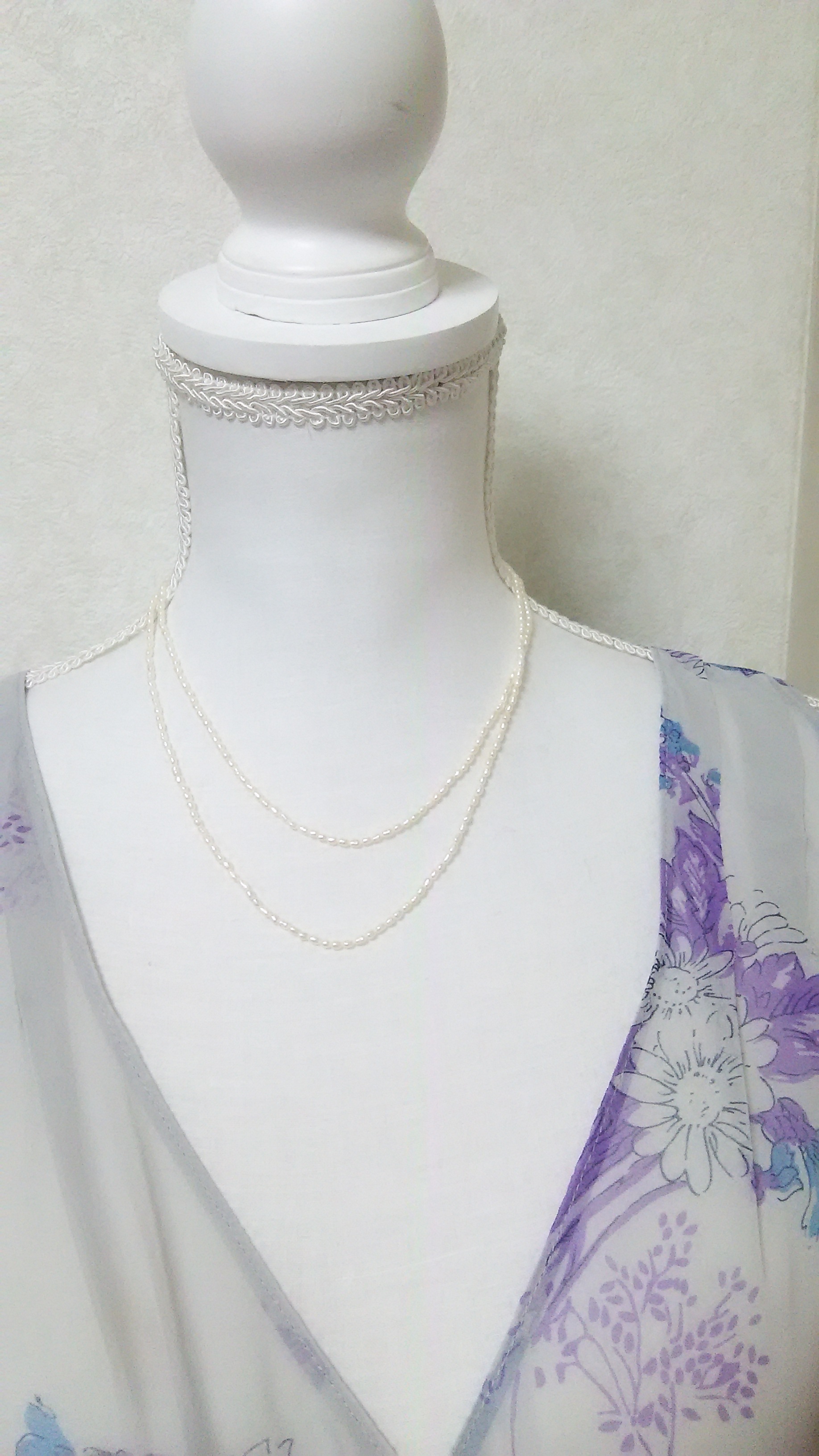 【受注製作】ライス淡水パールのロングネックレス(No.521)