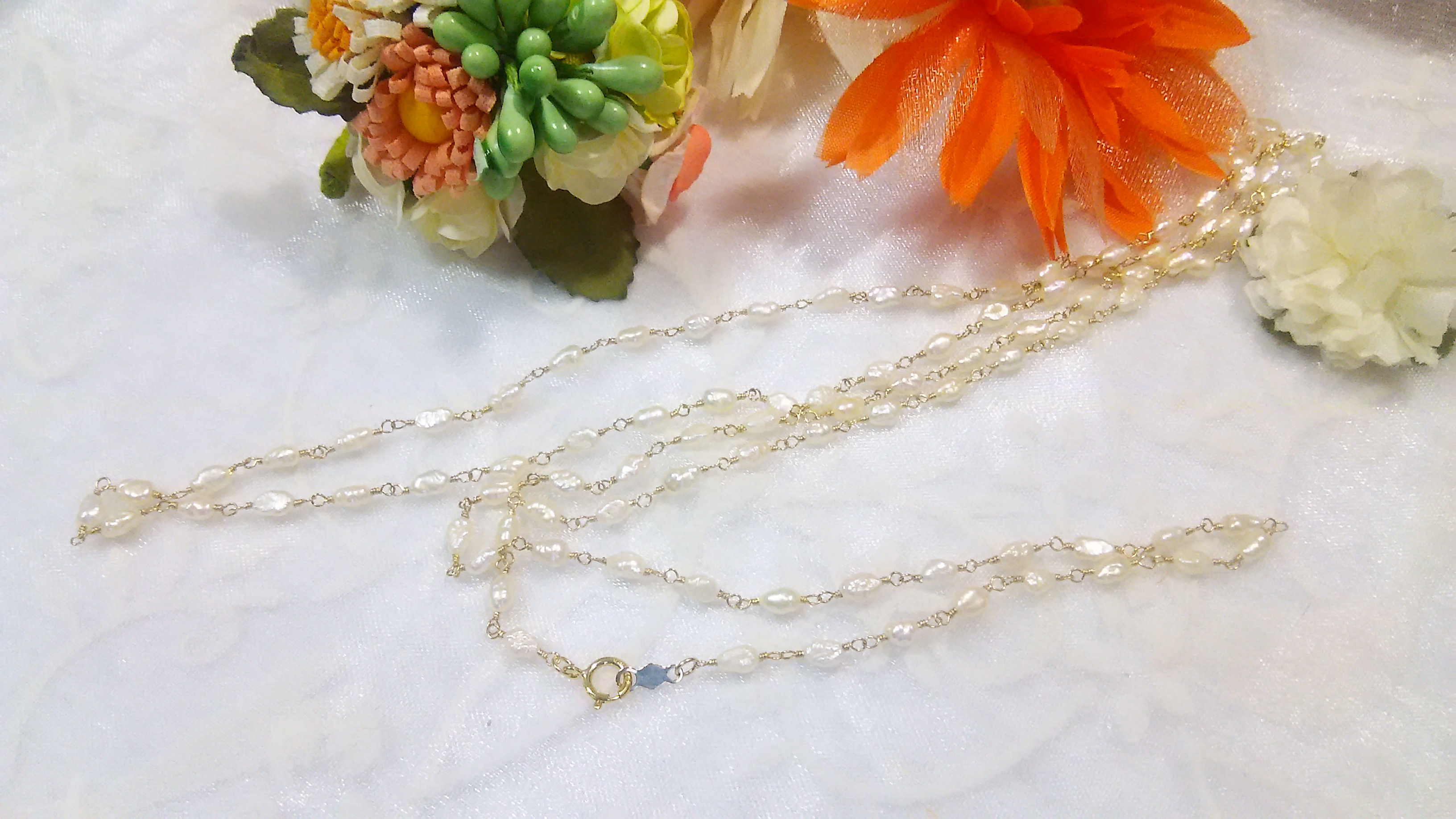 【K14GF 再販】ケシパールのロングネックレス(No.581)