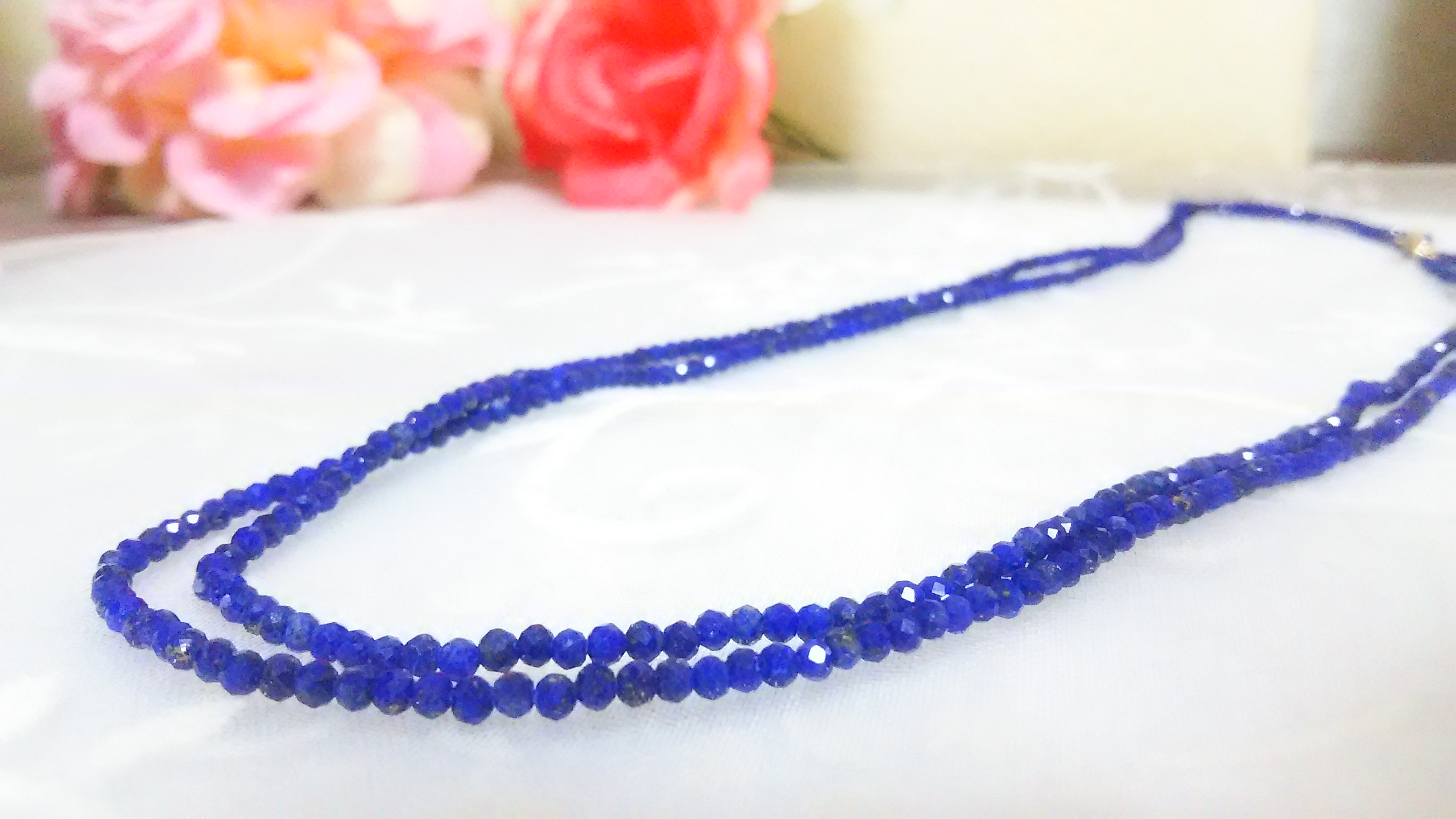 小粒ラピスのロングネックレス(No.582)