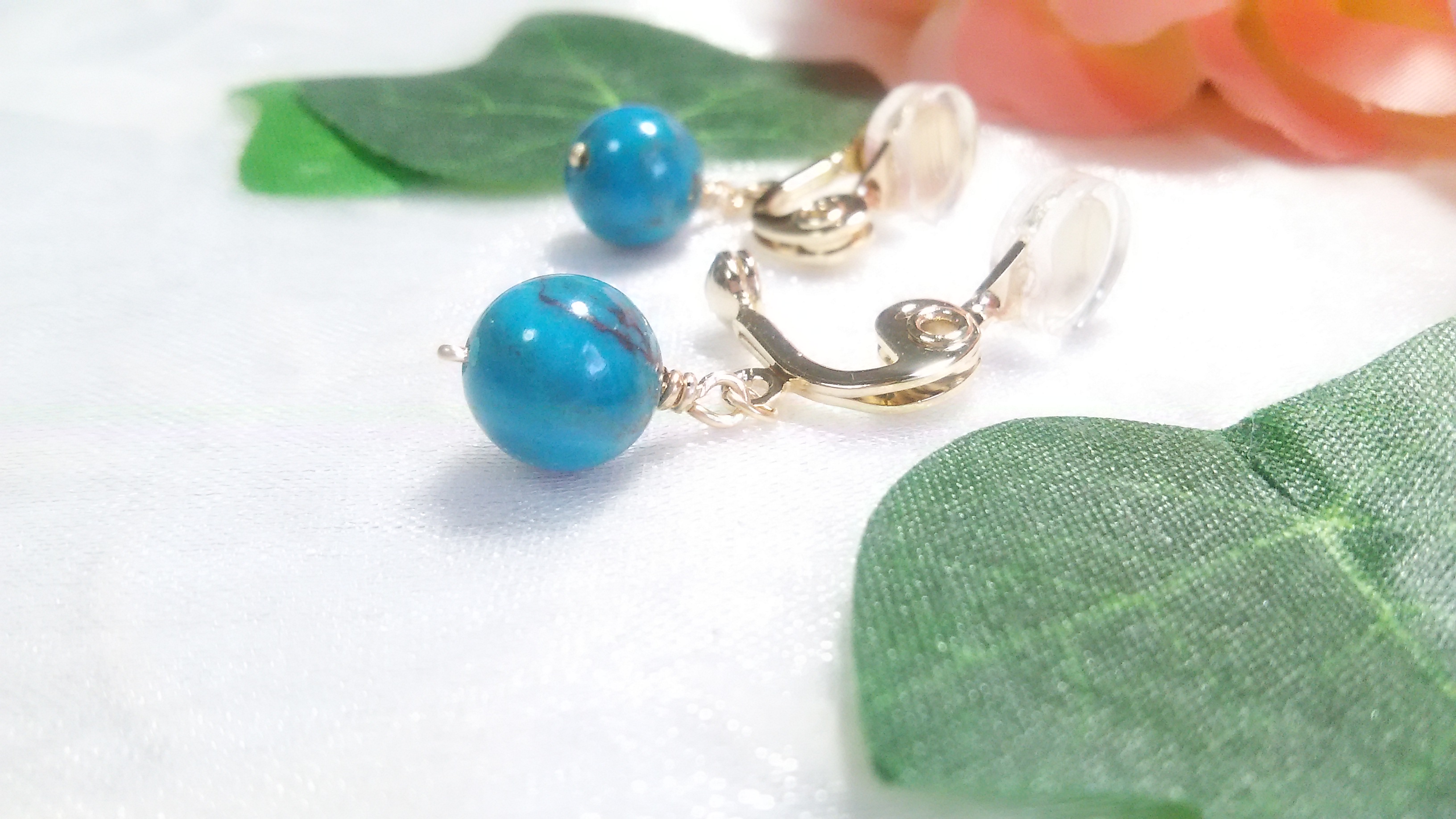 天然ターコイズのイヤリング(No.357)