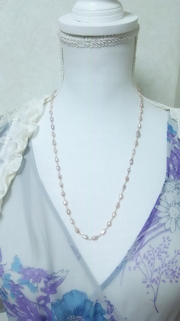 ピンク淡水パールのネックレス(No.618) 4枚目の画像