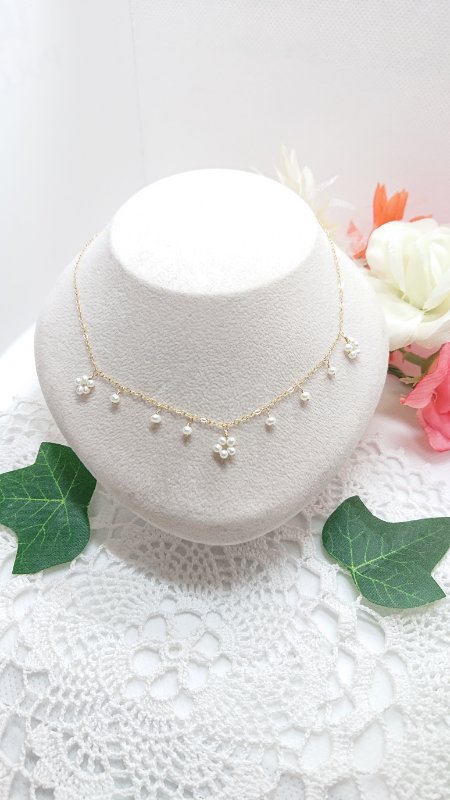 【14KGF】お花パールのネックレス(No.728)