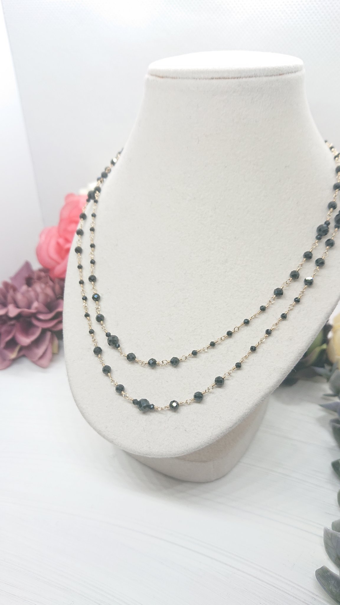 【K14GF】ブラックスピネルネックレス(No.756)