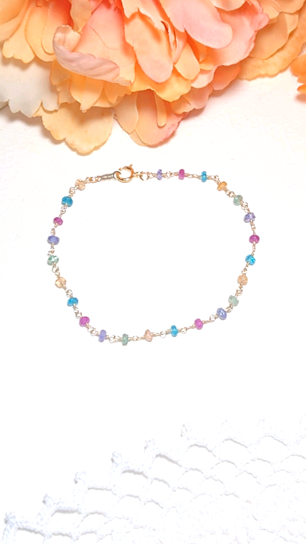 【K14GF】カラフル天然石ブレスレット(No.783B)