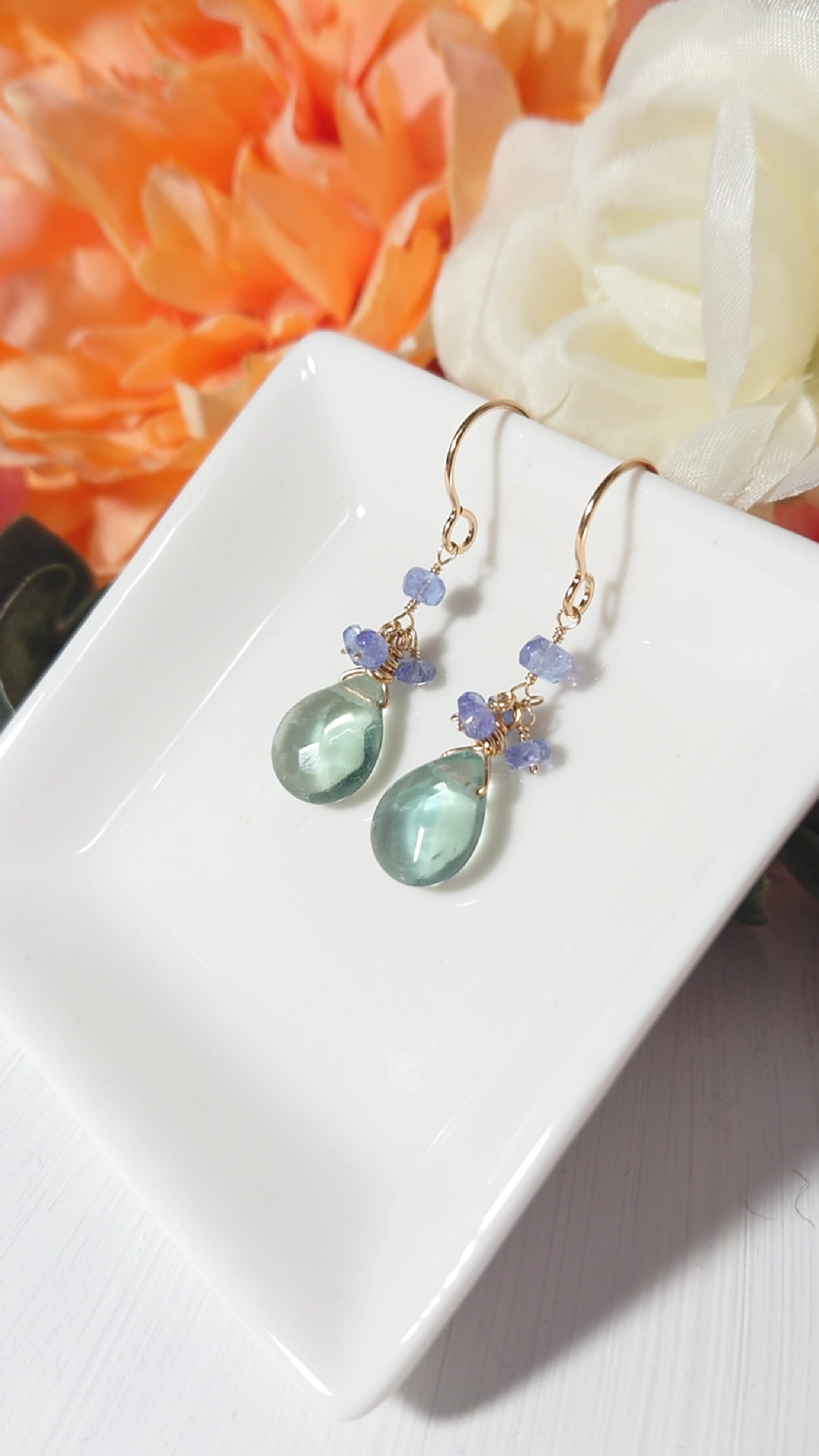 【14KGF】フローライトピアス(No.794P)