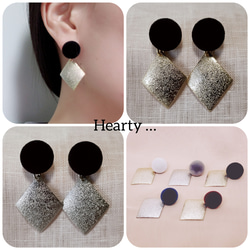 《2way》フロッキーピアス(ﾌﾞﾗｯｸ)&ダイヤプレートキャッチ　Heartily… 2枚目の画像