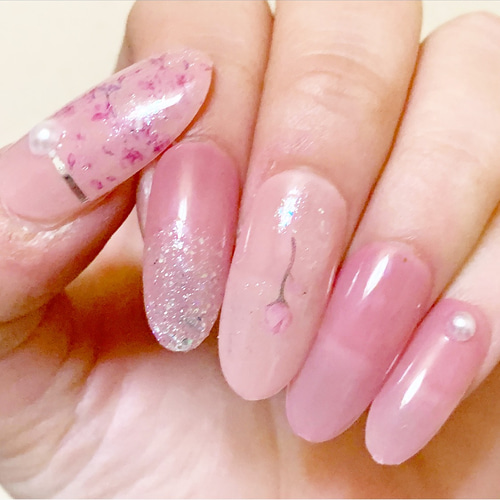 お気に入りの 桜ネイル ピンクネイル 付け爪 ピンク 春ネイル うる艶ネイル ネイルカラー・マニキュア