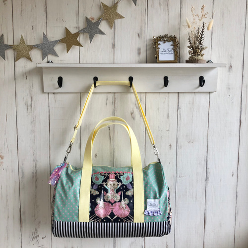 ジョリーフルール　ボストンバッグLサイズ JoliFleur la Toile》ジョリーフルールボストンバッグ/ネイビー