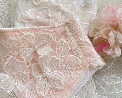 C6★ピンクラベンダー★チュール★お花✿刺繍レース★ハンドメイドマスク a032-5.jpg