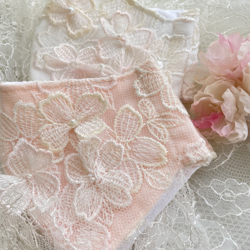 C6☆ピンクラベンダー☆チュール☆お花✿刺繍レース☆ハンドメイド
