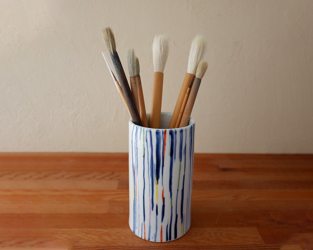 色絵木賊(とくさ)文筆筒