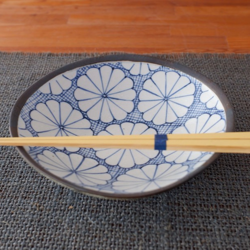 【お値下げしました！】染付　菊割　クルス文なます皿 染付菊割文膾(なます)皿 お椀・ボウル・鉢 双眸（そうぼう）soubou