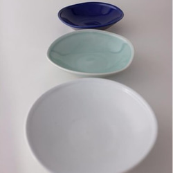 膾(なます)皿（青磁・白磁・瑠璃）３種セット 2枚目の画像